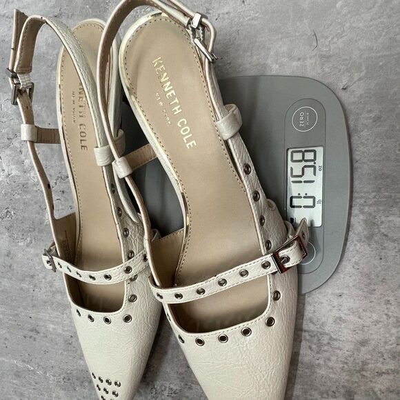 Kenneth Cole Ivory Martha Eyelet Slingback Kitten Heels Womens Size 8M - Picture 10 of 10